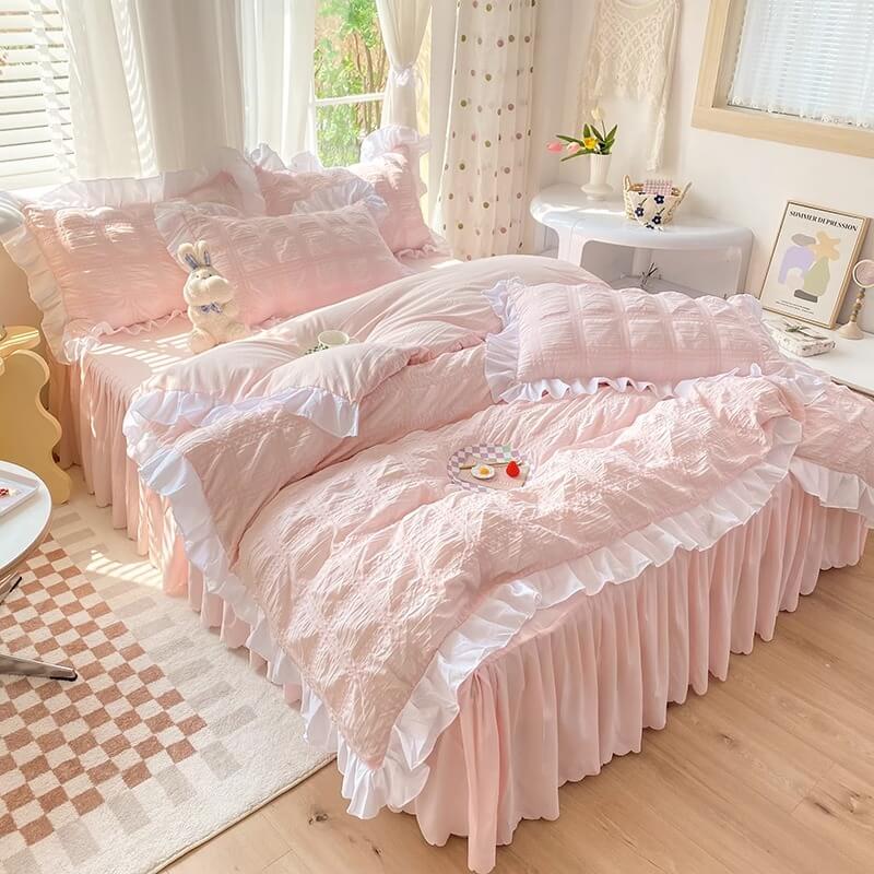 Ruffle Bedding Set — Soft-Touch Cotton Duvet & Pillowcases — Front view