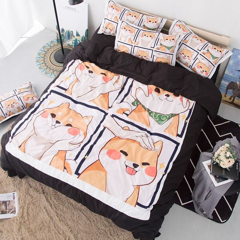 Shiba Bedding Set — Soft-Touch Cotton Duvet & Pillowcases — Detail