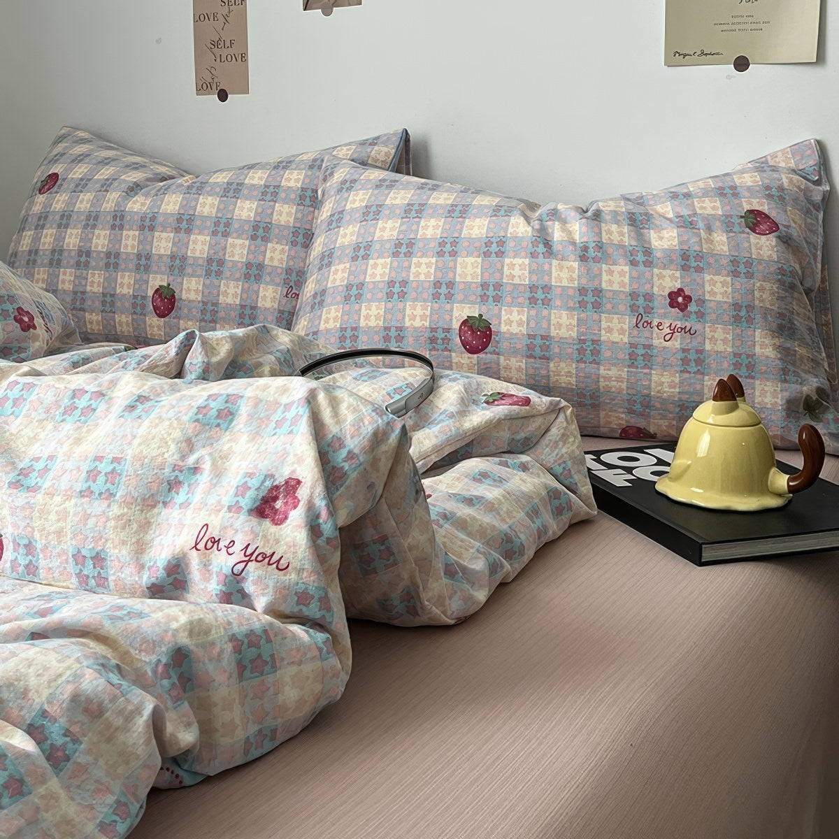 Berry Best Strawberry Bedding Set — Soft-Touch Cotton Duvet & Pillowcases — Front view