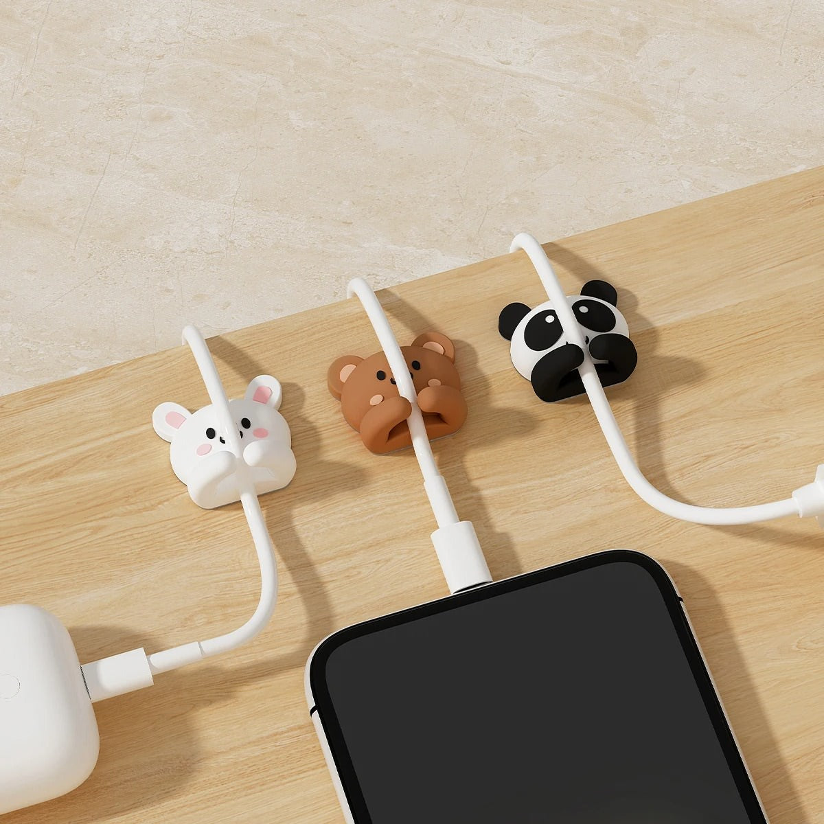 Panda Cable Organizer Clips (Set of 2) — Considered Home Styling — Detail