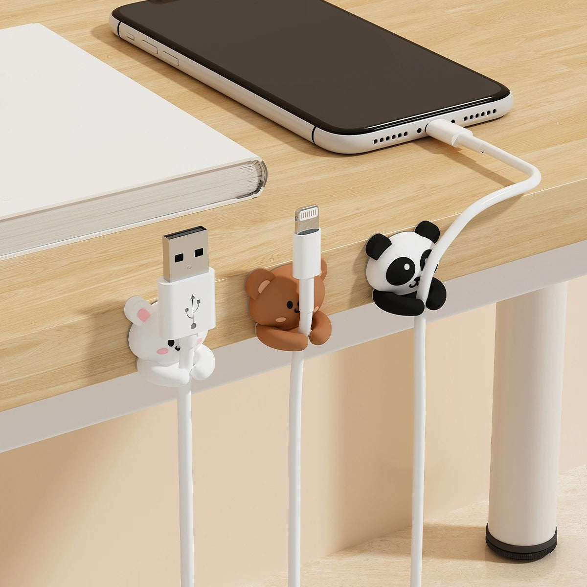 White Bunny Cable Organizer Clips (Set of 2) — Considered Home Styling — Lifestyle 3