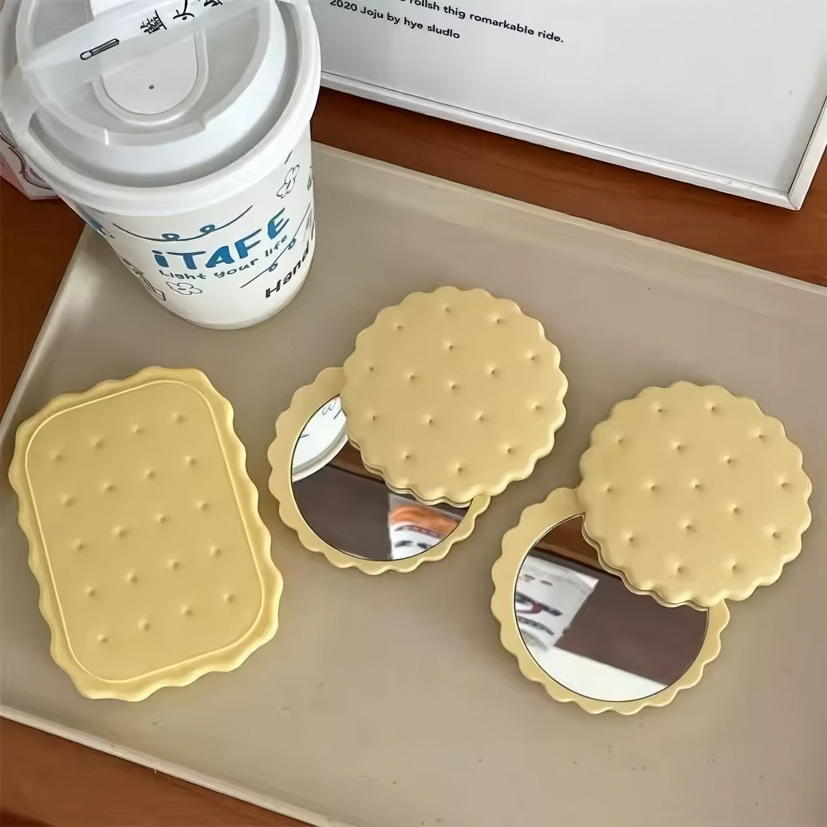 Biscuit Makeup Pocket Mirror — Considered Home Styling — Front view