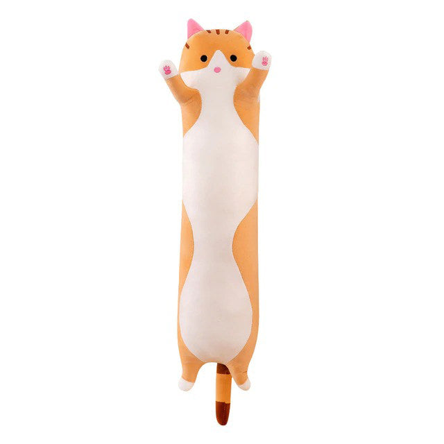 Sausage Cat Plush Toy — Soft Textured Pillow for Bedroom Layering — Lifestyle 5