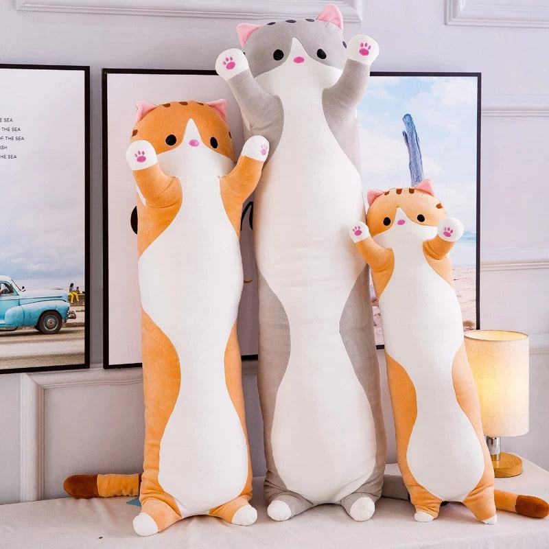 Sausage Cat Plush Toy — Soft Textured Pillow for Bedroom Layering — Lifestyle 2
