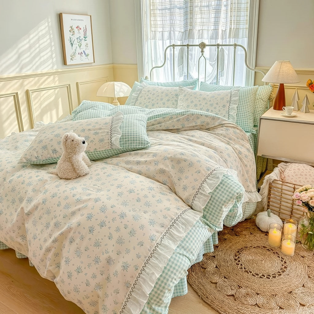 Grandma Blue Plaid Bedding Duvet Cover Set — Lifestyle 5