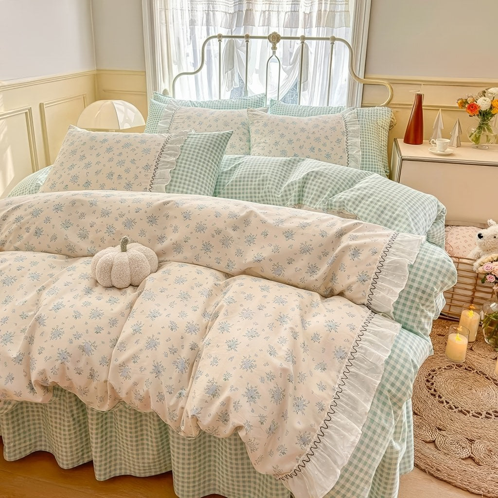 Grandma Blue Plaid Bedding Duvet Cover Set — Lifestyle 6