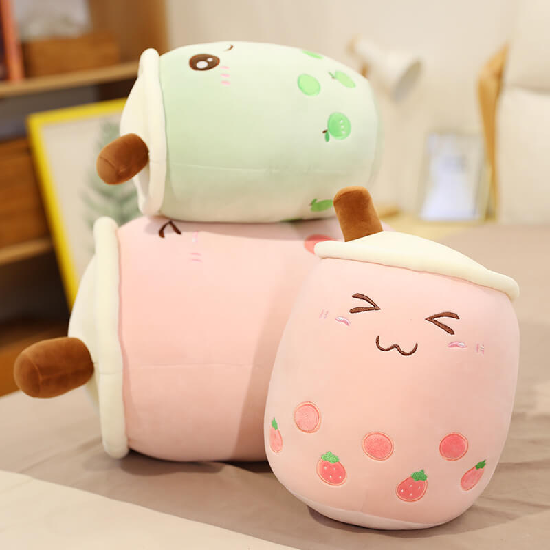 Matcha Bubble Tea Plush Toy — Soft Textured Pillow for Bedroom Layering — Lifestyle 2