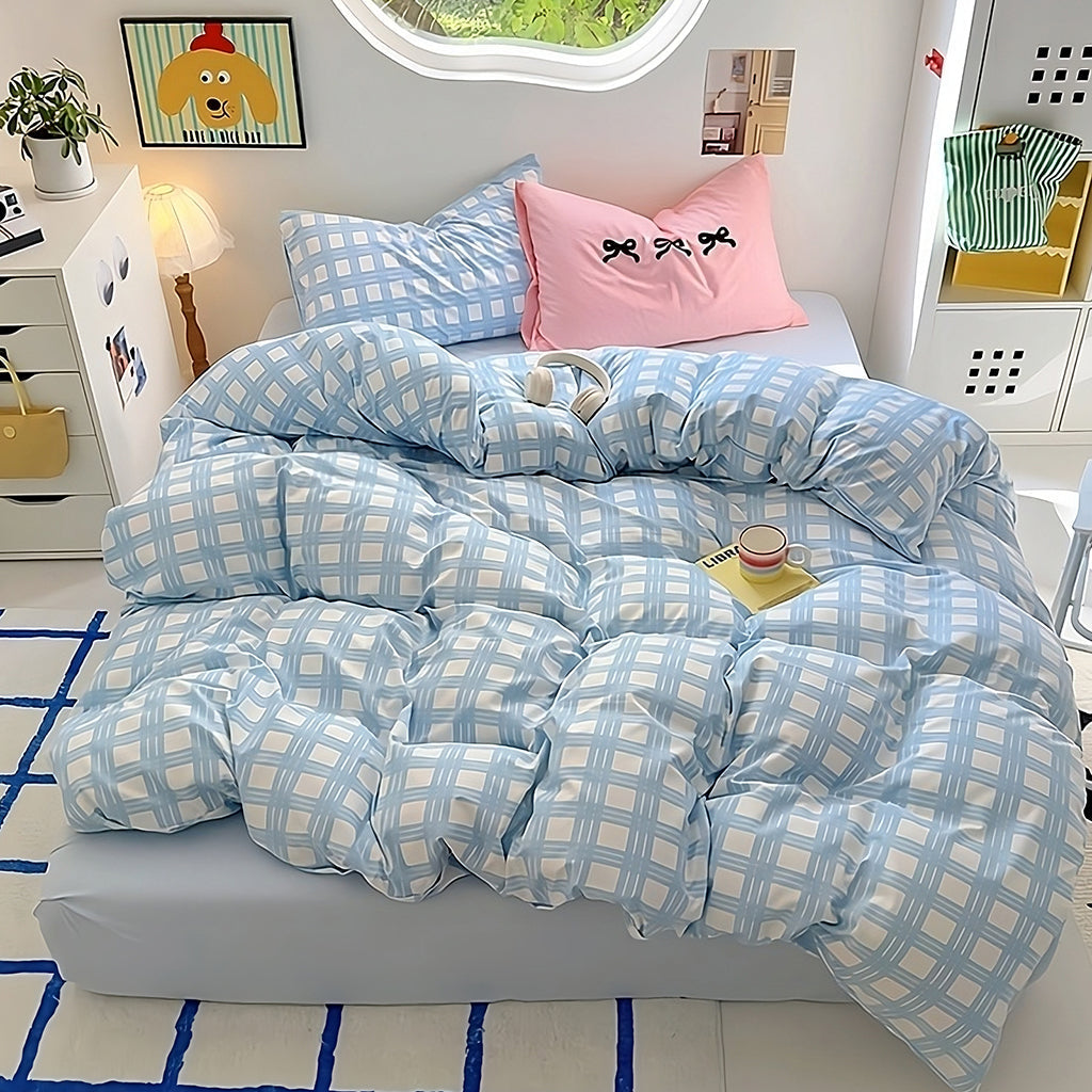 Plaid Print Bedding Set — Soft-Touch Cotton Duvet & Pillowcases — Lifestyle 4
