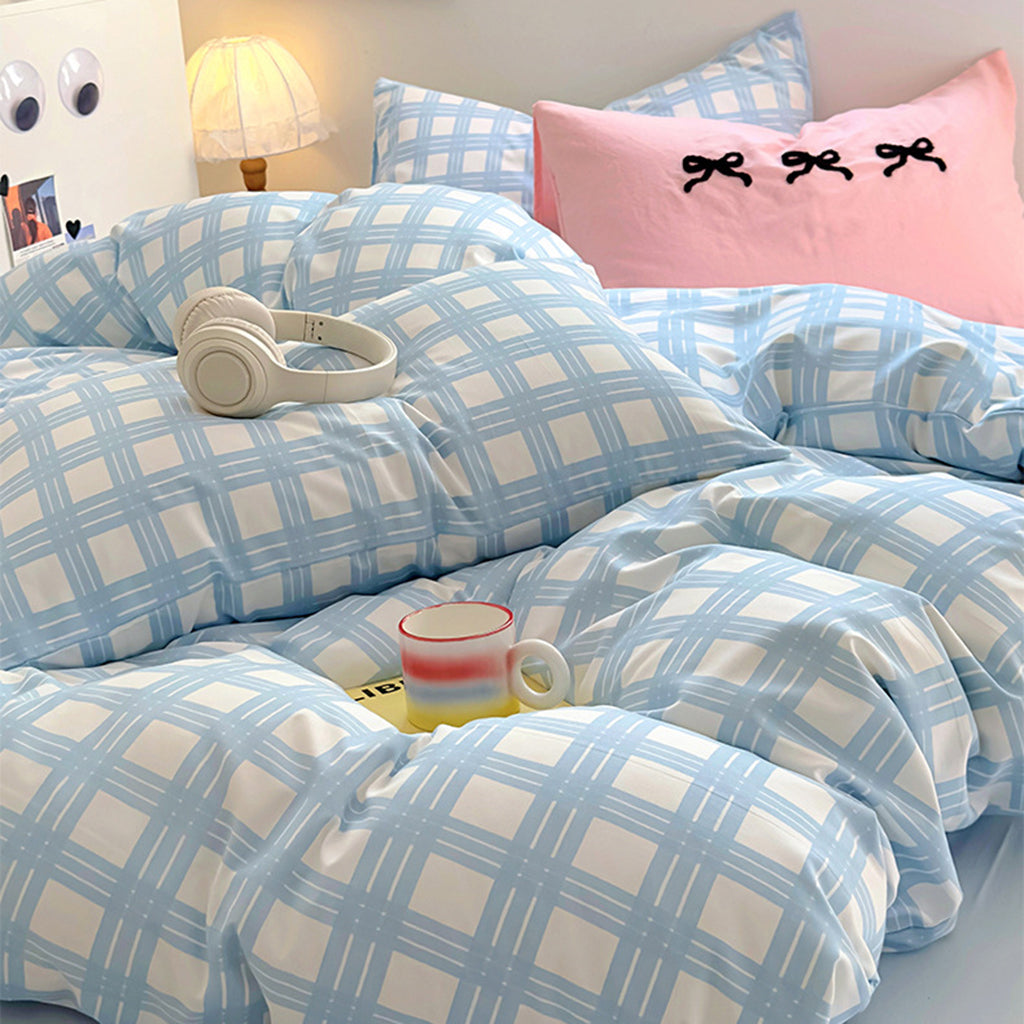 Plaid Print Bedding Set — Soft-Touch Cotton Duvet & Pillowcases — Lifestyle 5