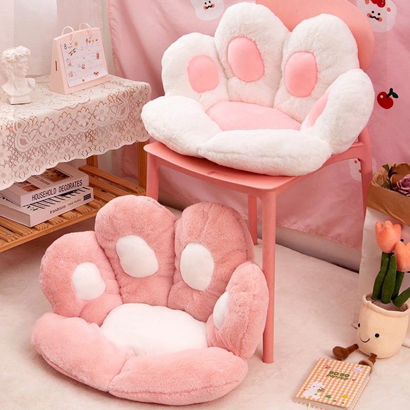 Cat Paw Seat Cushion — Soft Textured Pillow for Bedroom Layering — Detail