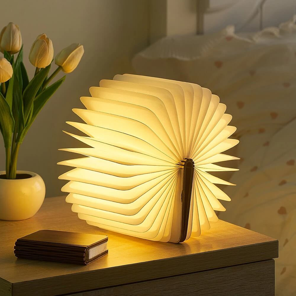 LED Book Table Lamp — Warm LED Mood Lighting for Bedside — Front view