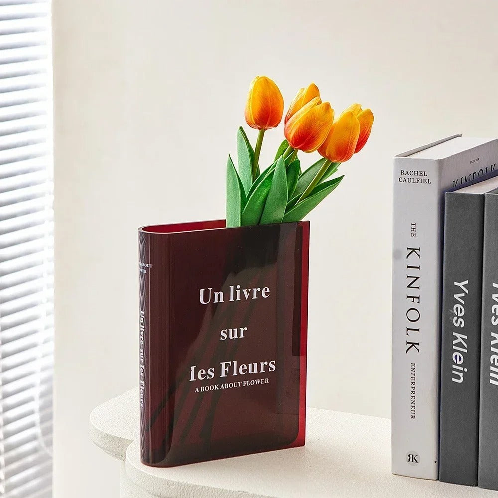 Book Shaped Colored Acrylic Flower Vase — Decorative Vase for Considered Styling — Lifestyle 3