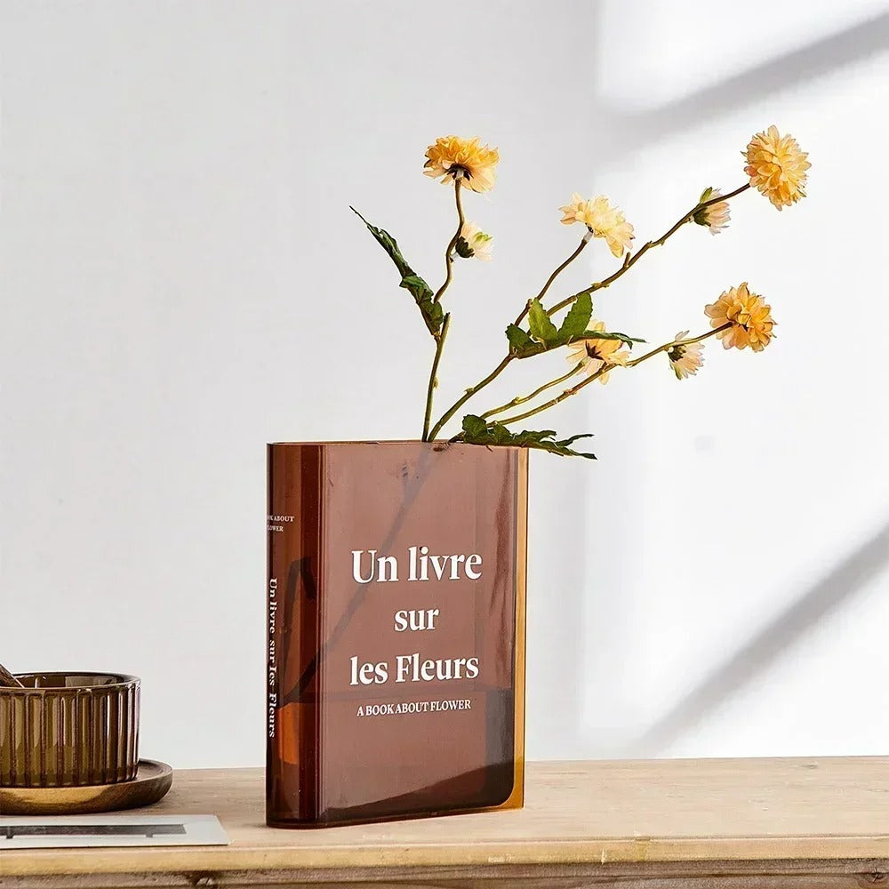 Book Shaped Colored Acrylic Flower Vase — Decorative Vase for Considered Styling — Lifestyle 1