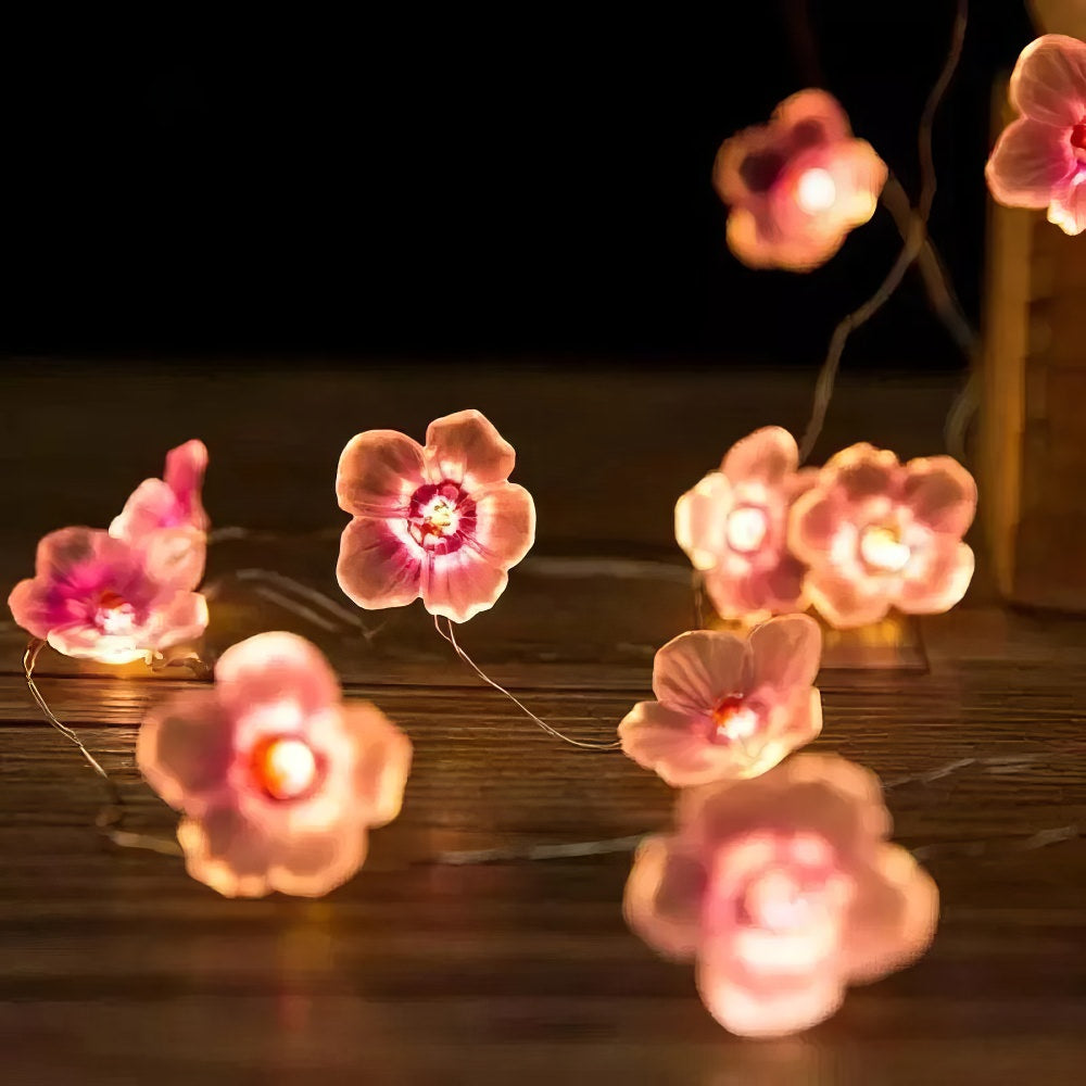 Little Pink Flowers Fairy String Lights — Warm LED Mood Lighting for Bedside — Lifestyle 4