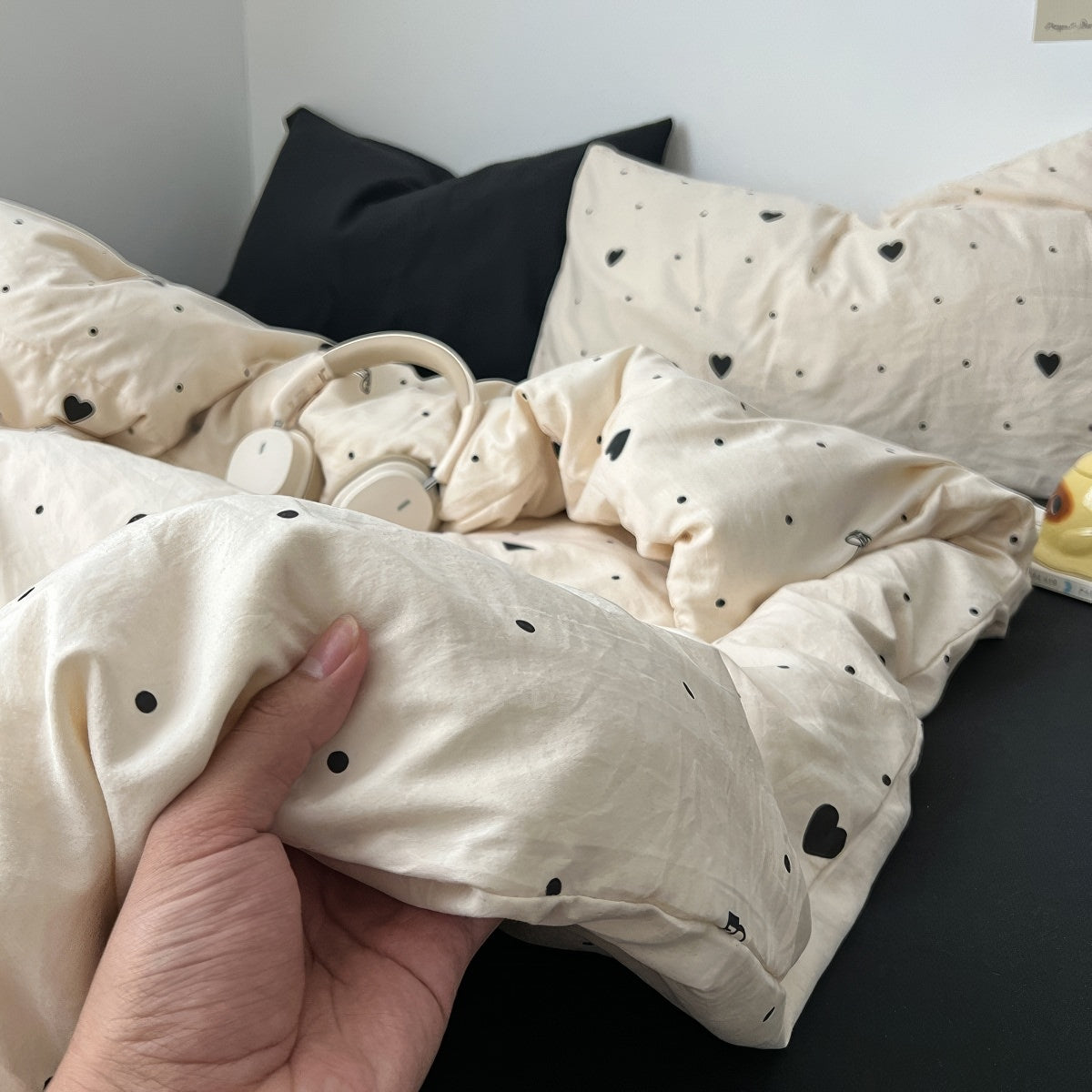 Little Hearts & Polka Dots Bedding Set — Soft-Touch Cotton Duvet & Pillowcases — Lifestyle 1