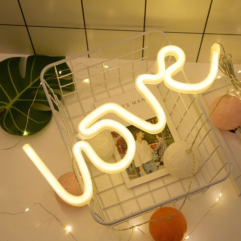 Love Neon Sign — Warm LED Mood Lighting for Bedside — Front view