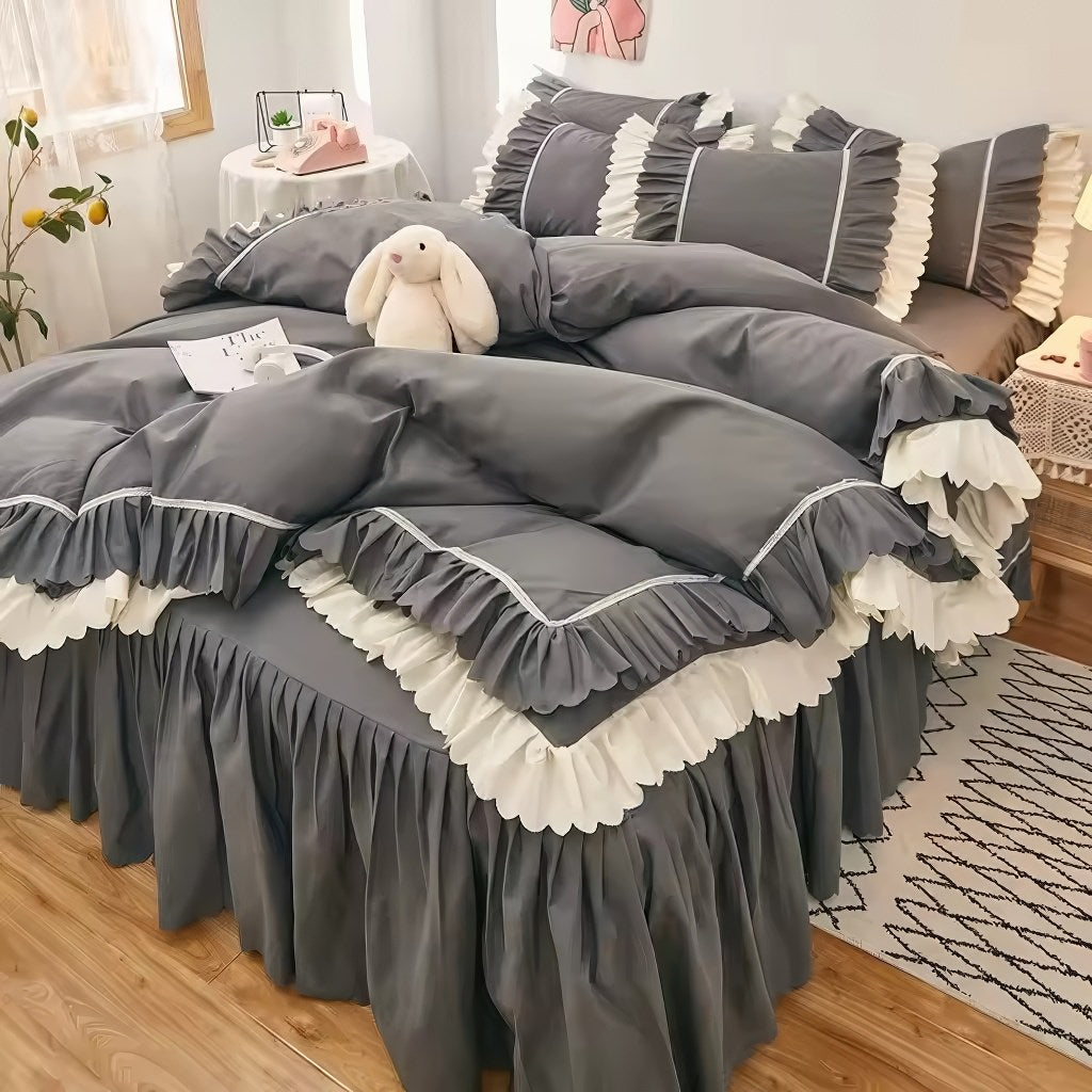 Lush Ruffled Bedding Set — Soft-Touch Cotton Duvet & Pillowcases — Lifestyle 3