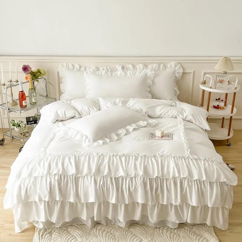 Lush Ruffles Duvet Cover Set — Soft-Touch Cotton Duvet & Pillowcases — Front view