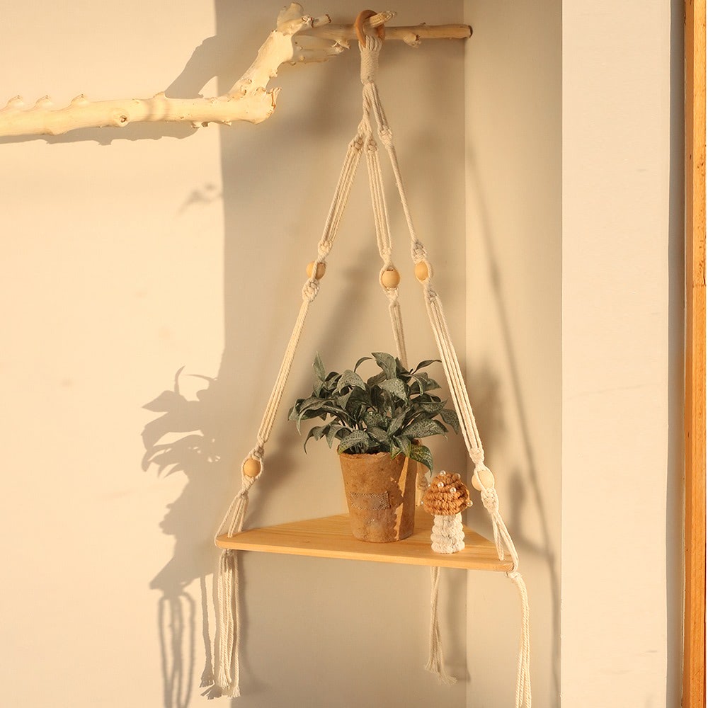 Macrame Hanging Corner Shelf — Considered Home Styling — Lifestyle 1
