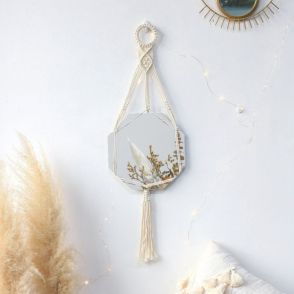 Macrame Wall Hanging Simple Mirror — Considered Home Styling — Front view