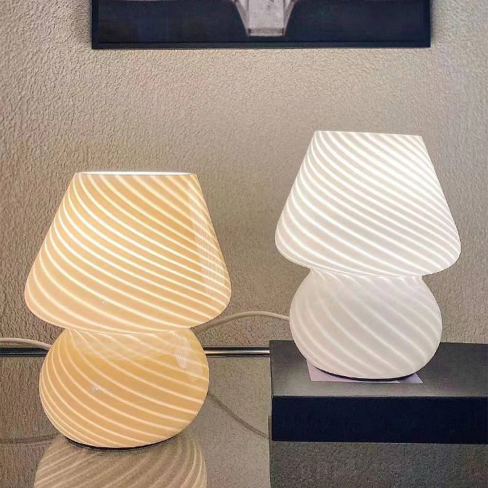 Glass Spiral Striped Lamp — Warm LED Mood Lighting for Bedside — Lifestyle 3
