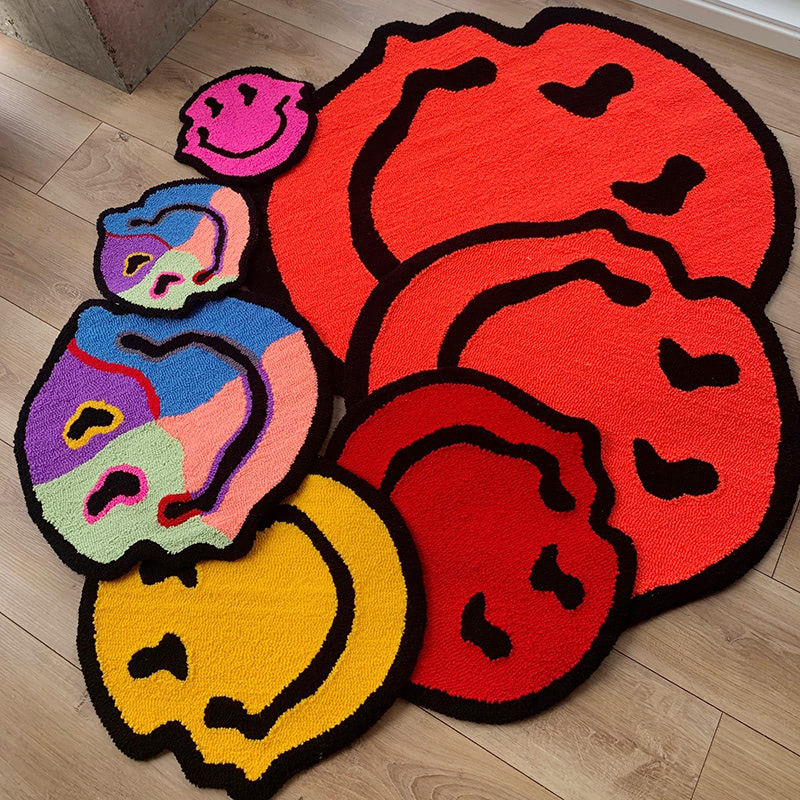 Melted Smiley Fluffy Rug — Soft Accent Rug for Bedroom Layering — Lifestyle 6