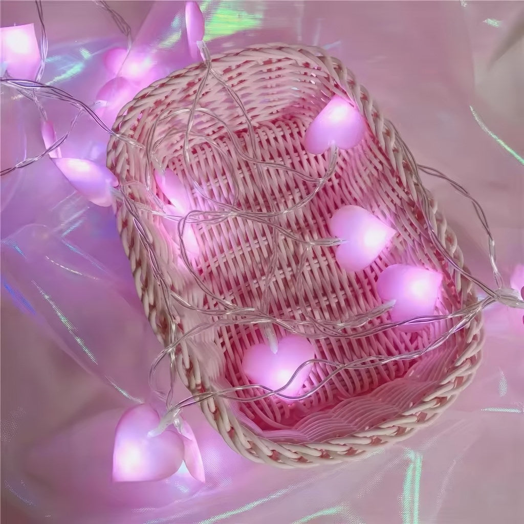 Mini Hearts Fairy Lights — Warm LED Mood Lighting for Bedside — Lifestyle 1