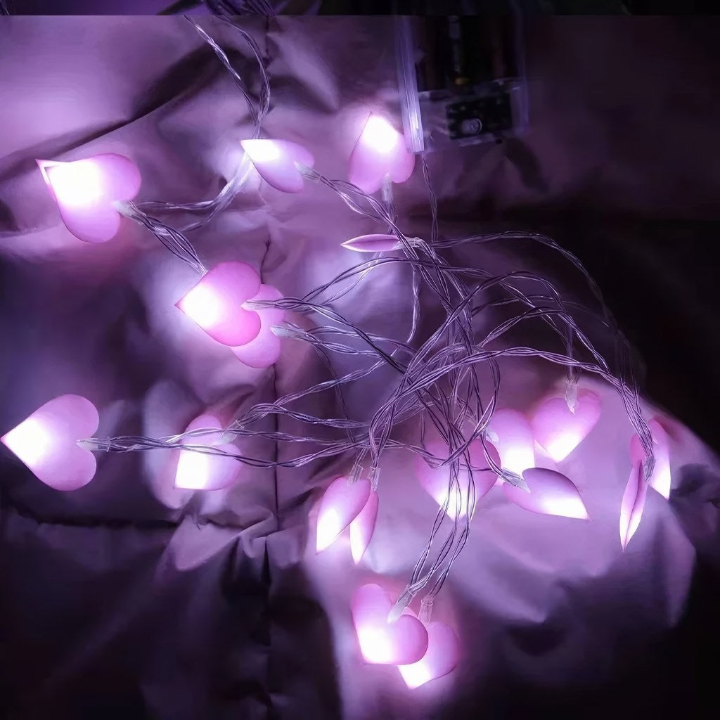 Mini Hearts Fairy Lights — Warm LED Mood Lighting for Bedside — Lifestyle 6