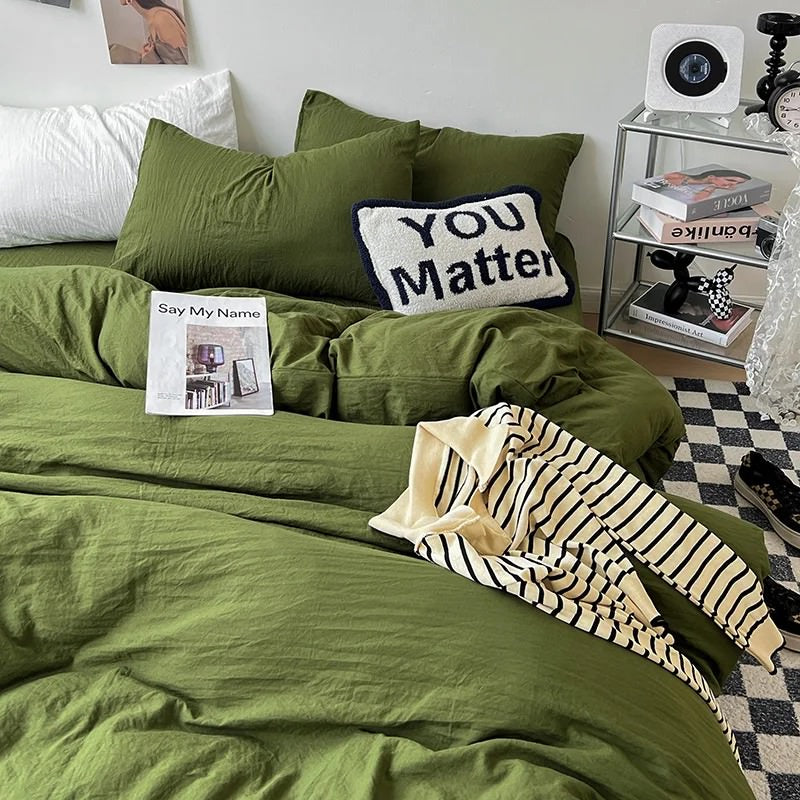 Crumpled Solid Color Sheets Bedding Set — Lifestyle 2