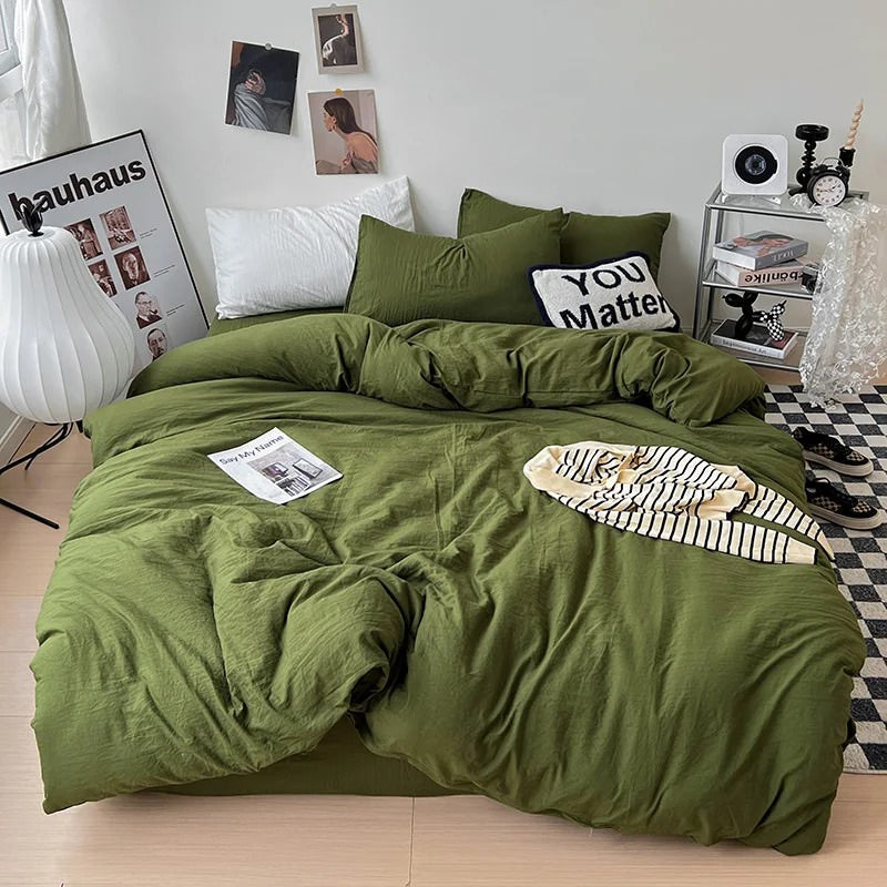 Crumpled Solid Color Sheets Bedding Set — Lifestyle 7