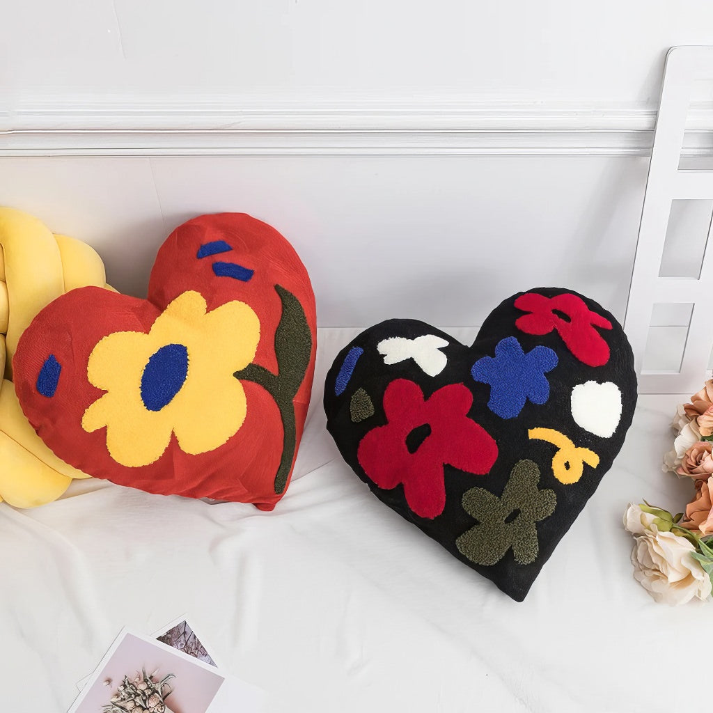 Modern Flowers Tufted Heart Shaped Pillow — Considered Home Styling — Lifestyle 6