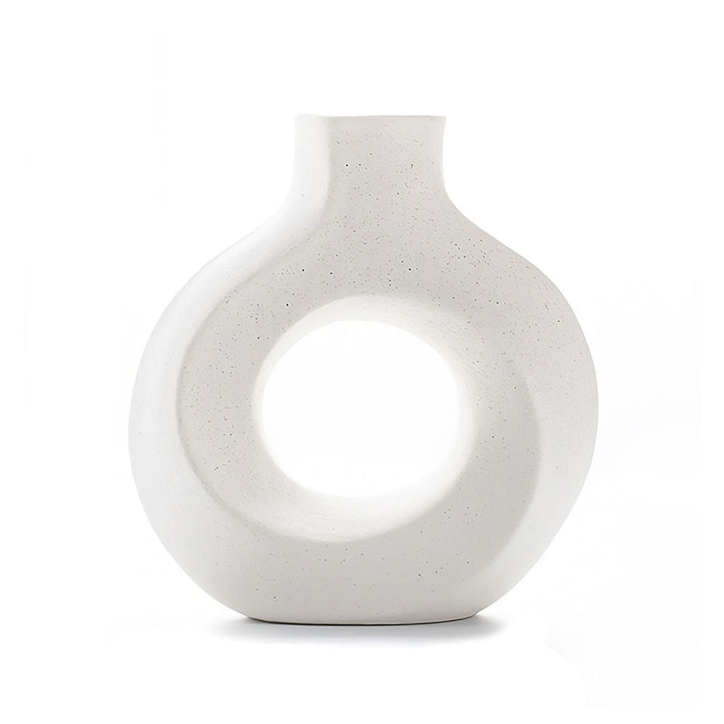 Modern Hollow Circle Ceramic Vase — Decorative Vase for Considered Styling — Front view