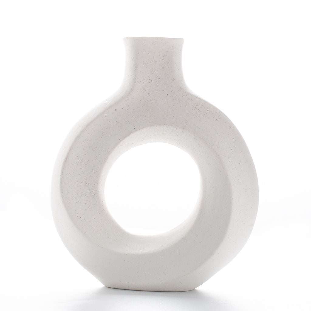 Modern Hollow Circle Ceramic Vase — Decorative Vase for Considered Styling — Lifestyle 4