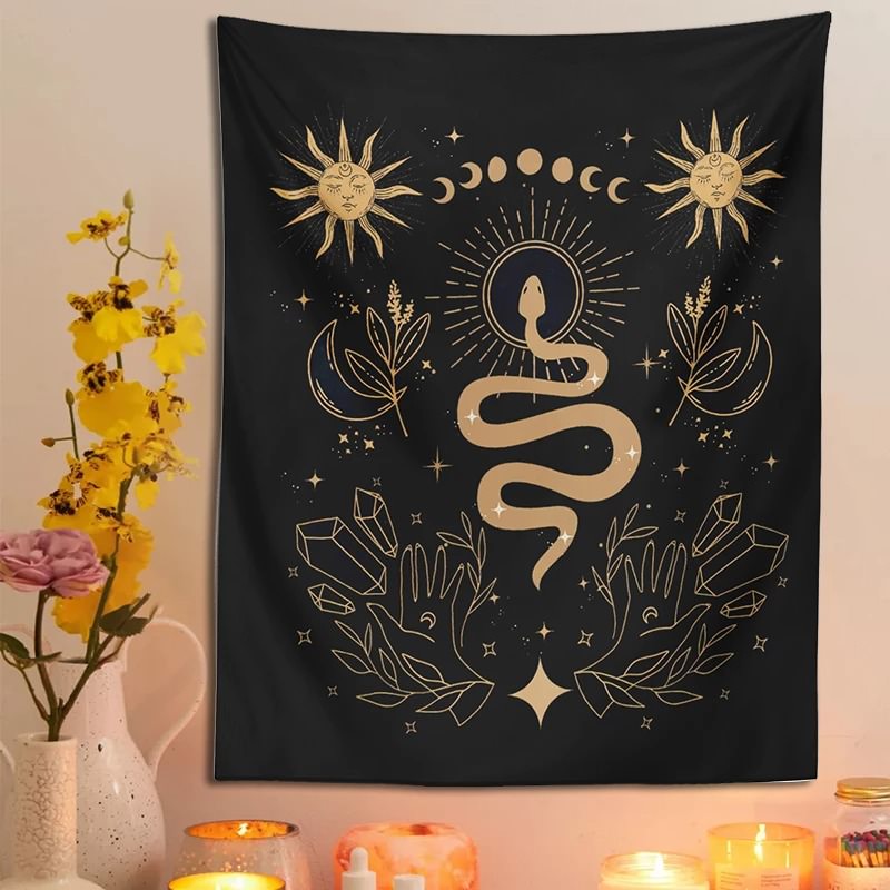 Moon Phases Snake Tapestry — Considered Home Styling — Lifestyle 1
