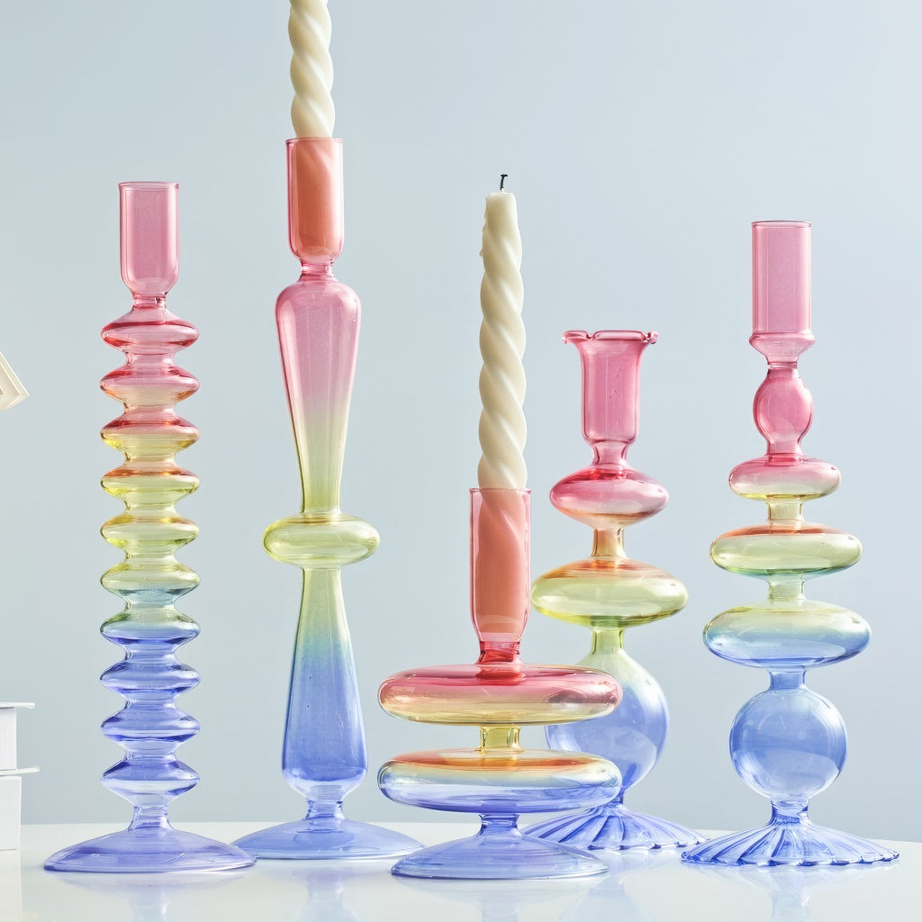 Multicolor Irregular Glass Candleholder — Decorative Vase for Considered Styling — Front view