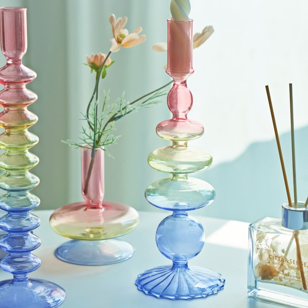 Multicolor Irregular Glass Candleholder — Decorative Vase for Considered Styling — Lifestyle 2
