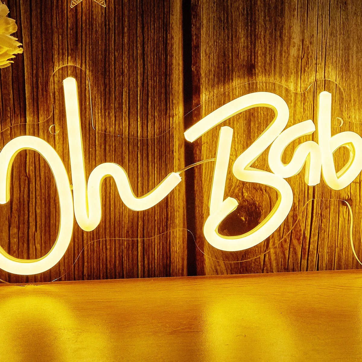 Oh Baby LED Neon Sign — Warm LED Mood Lighting for Bedside — Lifestyle 4