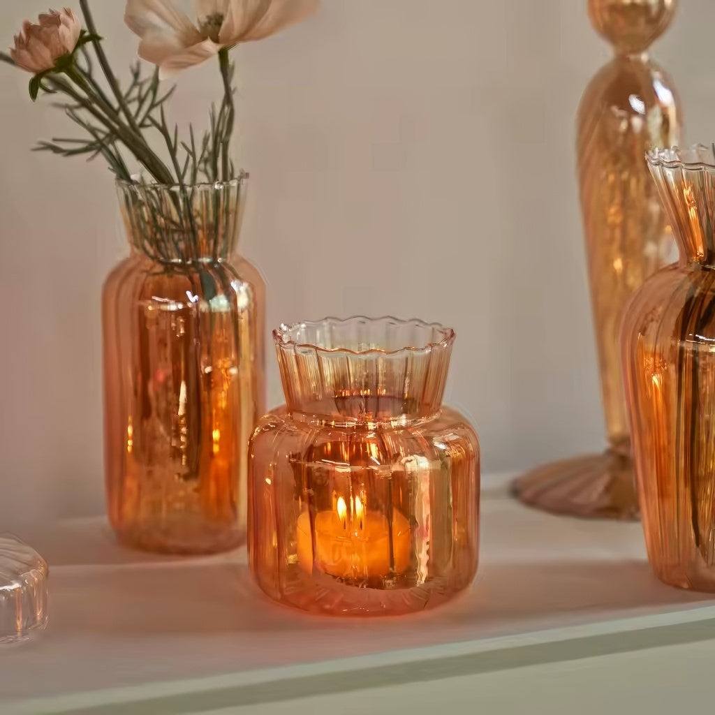 Vintage Orange Glossy Glass Vase — Decorative Vase for Considered Styling — Lifestyle 3