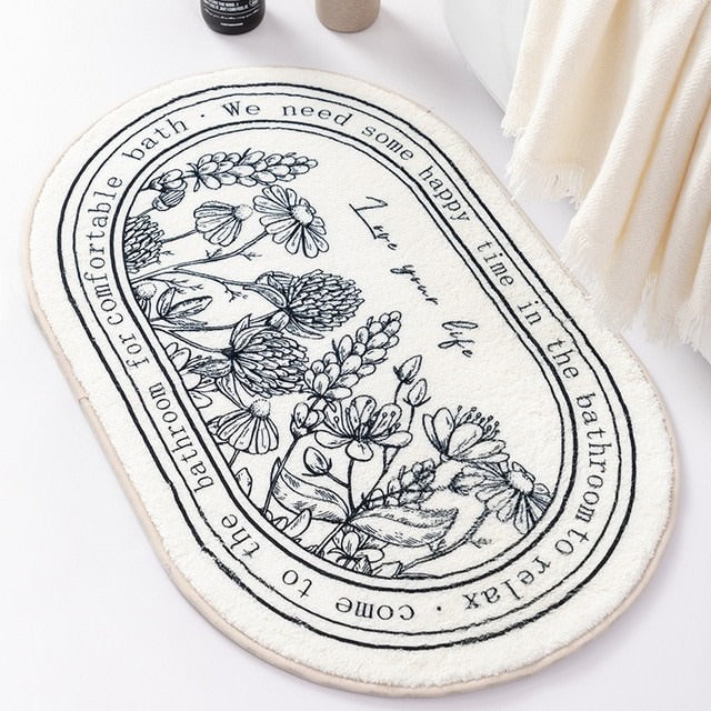 Outline Flowers Bath Mat — Soft Accent Rug for Bedroom Layering — Lifestyle 2