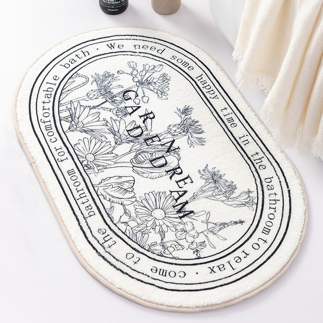 Outline Flowers Bath Mat — Soft Accent Rug for Bedroom Layering — Lifestyle 3