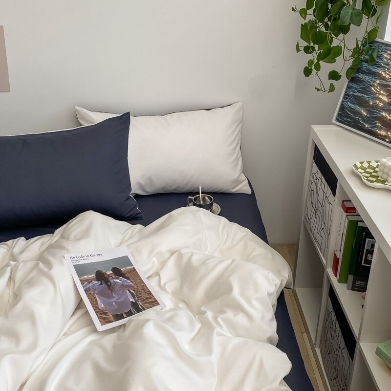 Dusty Shades Plain Bedding Set — Solid Duvet Cover for Calm, Quiet Bedrooms — Lifestyle 6