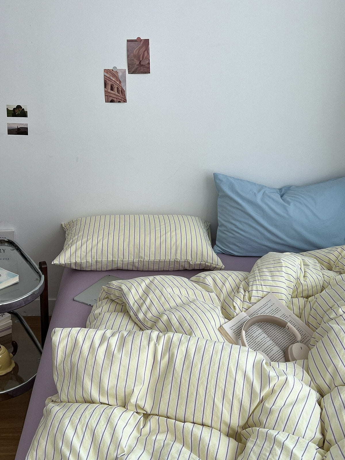 Pale Lemon Pinstripe Bedding Set — Cotton-Blend Cover for Calm Bedrooms — Lifestyle 4