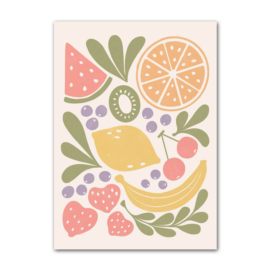Pastel Fruits Gallery Wall Canvas Posters — Considered Home Styling — Lifestyle 2