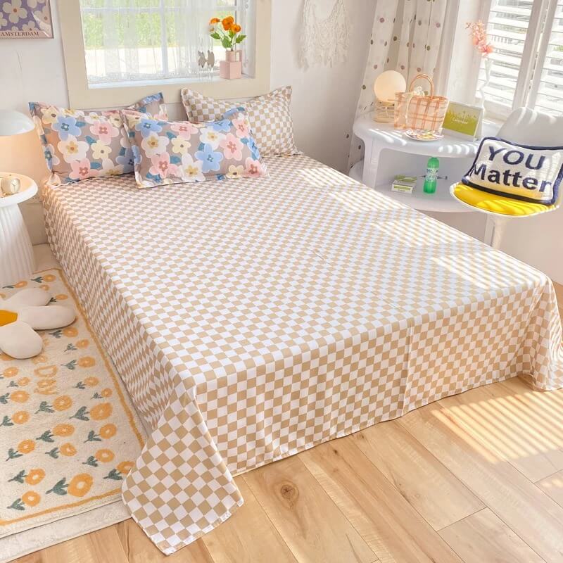 Pastel Brown Flowers Bedding Set — Soft-Touch Cotton Duvet & Pillowcases — Lifestyle 3