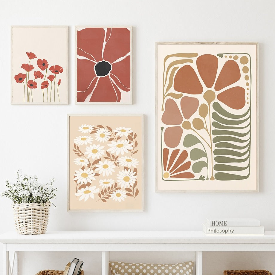 Pastel Brown Flowers Canvas Posters — Considered Home Styling — Lifestyle 1