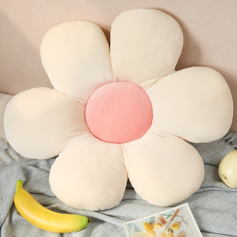 Pastel Flower Throw Pillow — Soft Textured Pillow for Bedroom Layering — Lifestyle 5