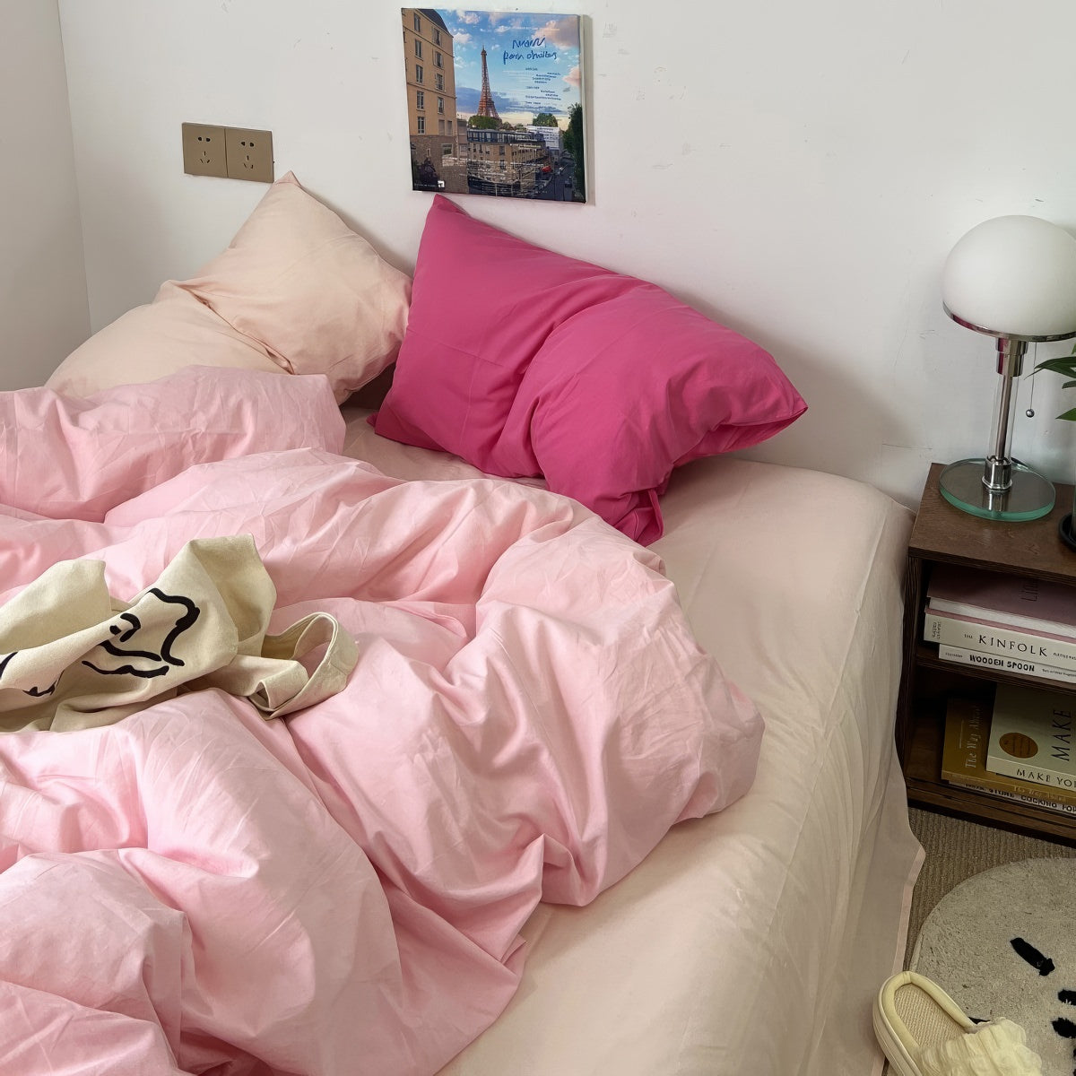 Pastel Peachy Pink Bedding Set — Soft-Touch Cotton Duvet & Pillowcases — Lifestyle 3