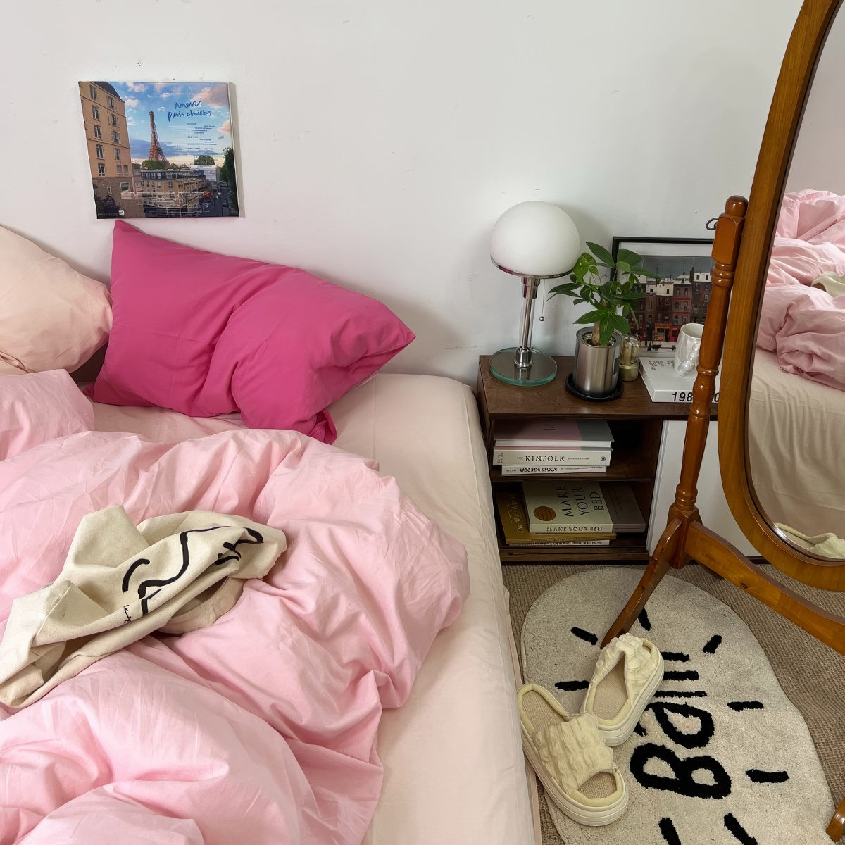 Pastel Peachy Pink Bedding Set — Soft-Touch Cotton Duvet & Pillowcases — Lifestyle 2