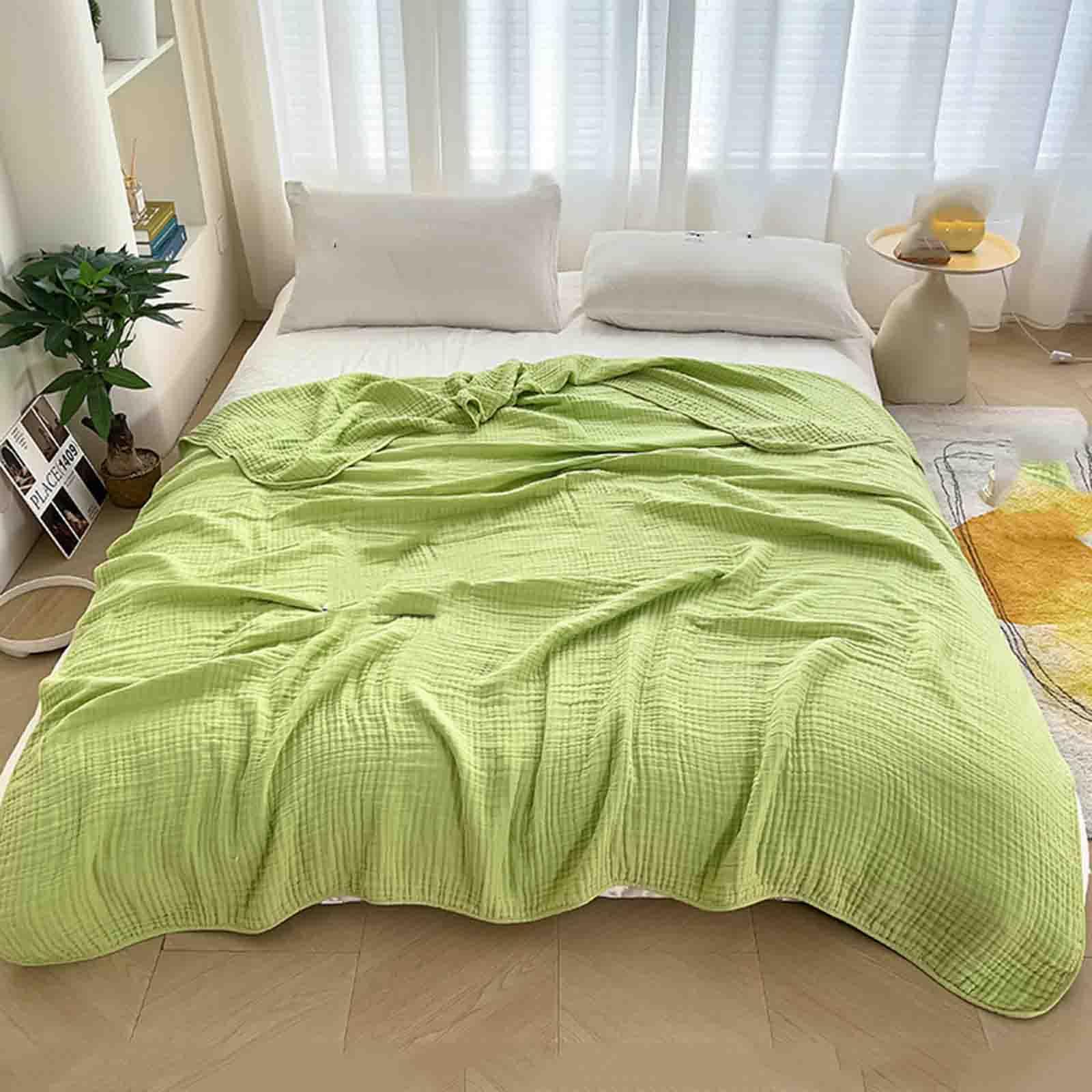 Cotton Muslin Boho Throw Blanket for Relaxation and Comfort, Available in Yellow, Pink, Blue, Green – Multiple Sizes — Lifest