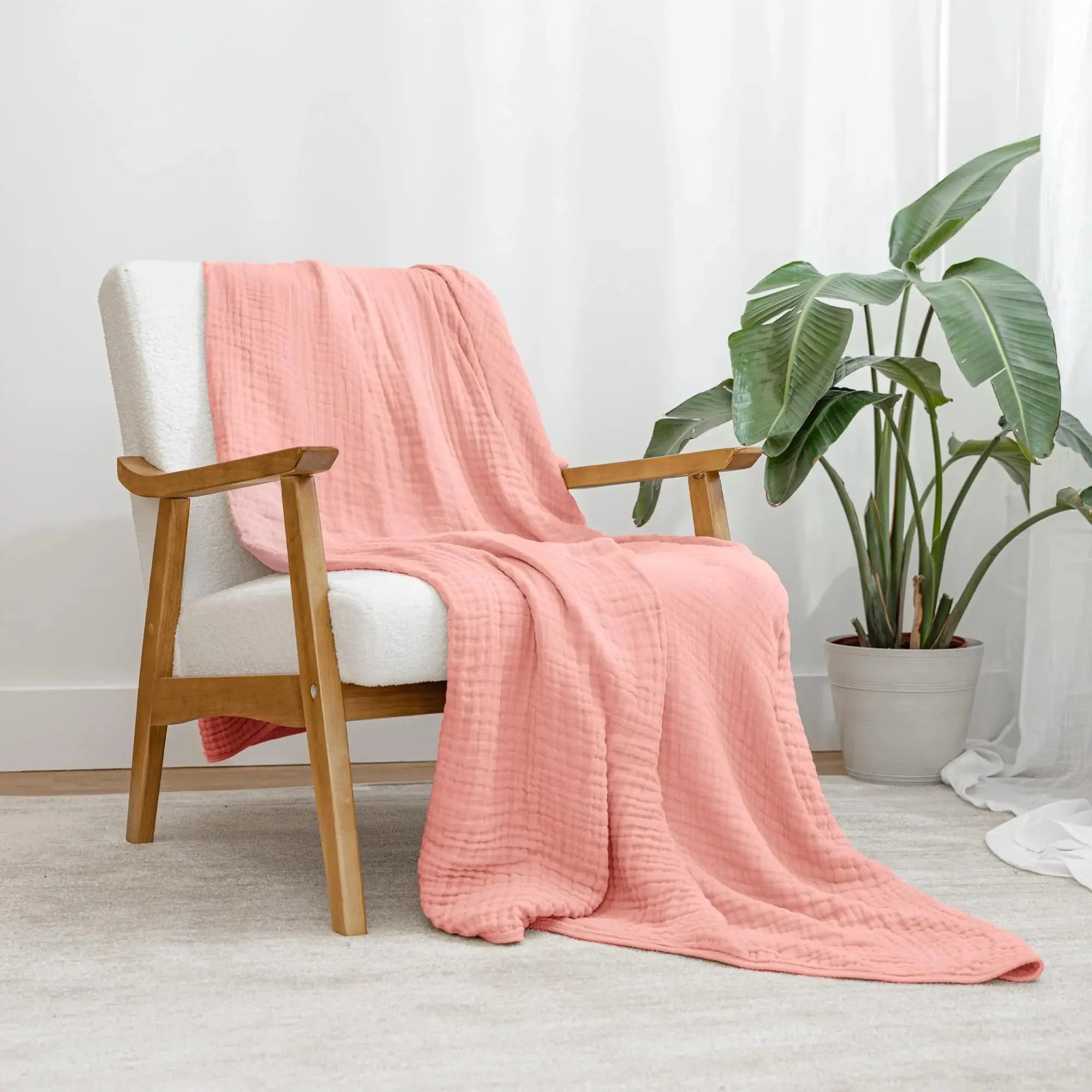 Cotton Muslin Boho Throw Blanket for Relaxation and Comfort, Available in Yellow, Pink, Blue, Green – Multiple Sizes — Lifest